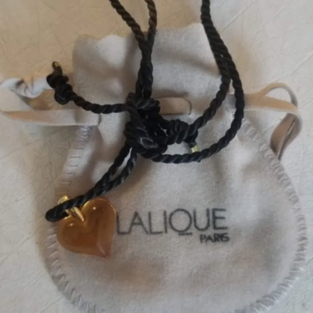 Lalique Amber Crystal Heart Necklace